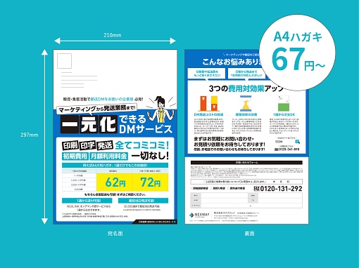 高反応率のA4ハガキを業界最安級67円～利用可能！