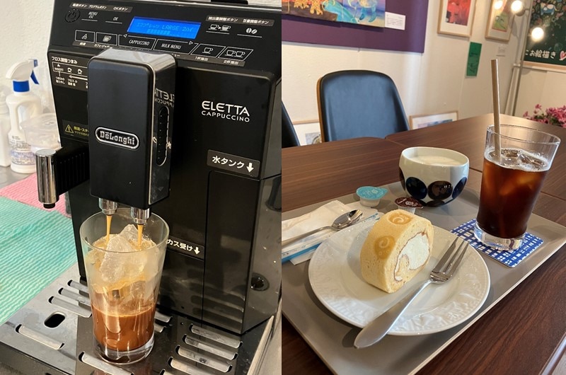 デロンギ導入事例|ギフテッドアート美術館 カフェMOGA|ECAM44660BH_抽出風景_ドリンク2