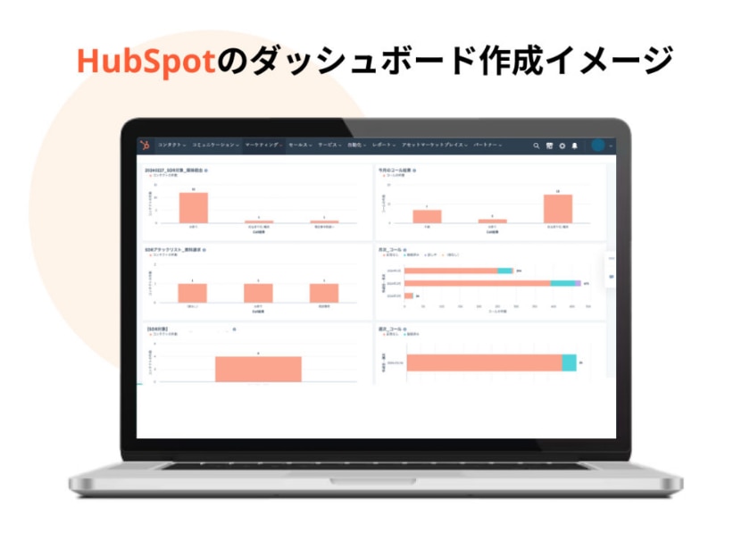 HubSpotのダッシュボード作成イメージ