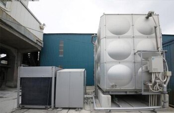 業務用エコキュート（35kW×3台）、 貯湯槽12㎥×1、6㎥×1