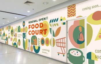 フードモチーフをイラストにした仮囲い