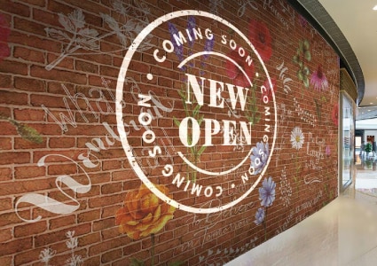 花柄レンガ調の仮囲い