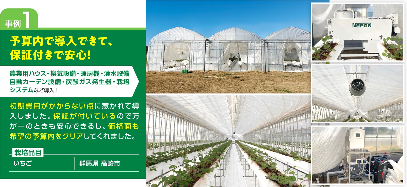 事例1：光がよく通るようになり、栽培が順調に！