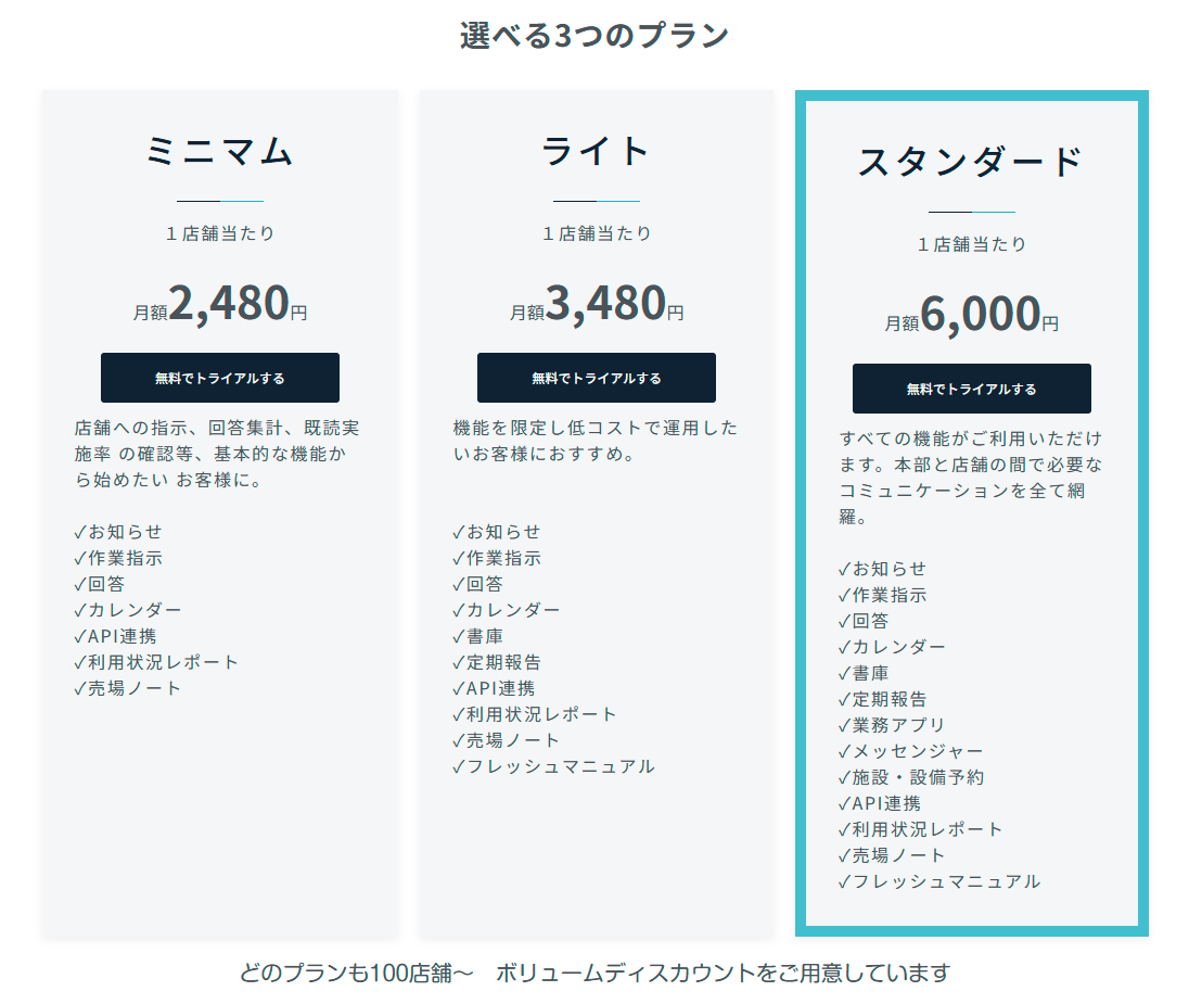 店舗コミュニケーションツール「店舗matic」の料金プラン