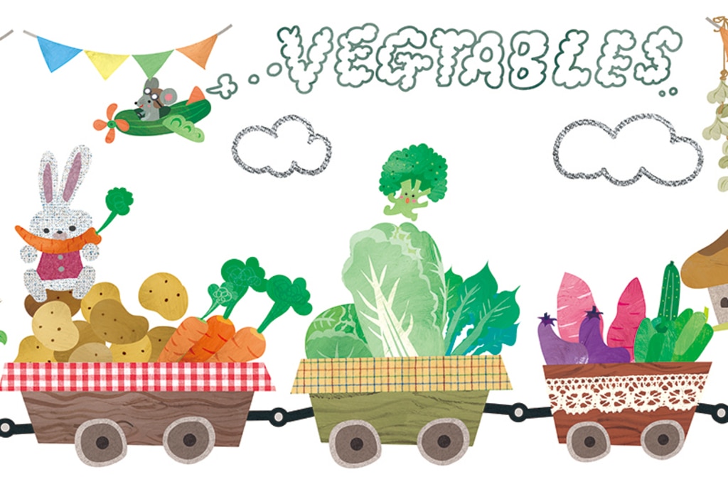 ポップなかわいい野菜のイラストの壁紙