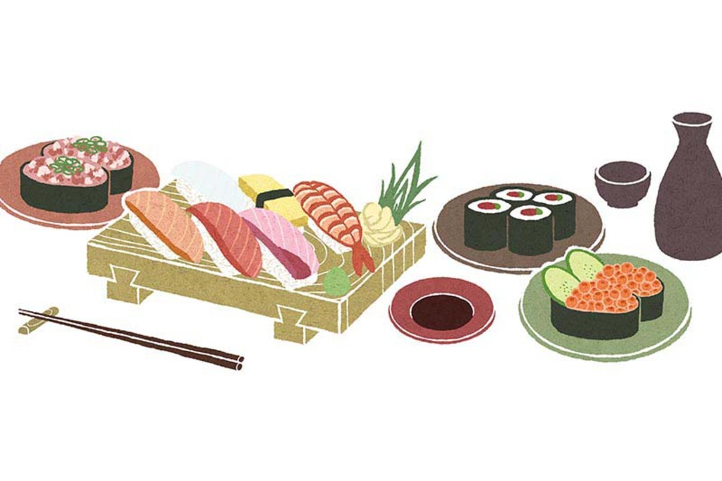 センスのいいお寿司のイラストの壁紙