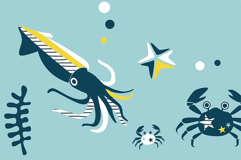 かわいいシーフードのイラストの壁紙