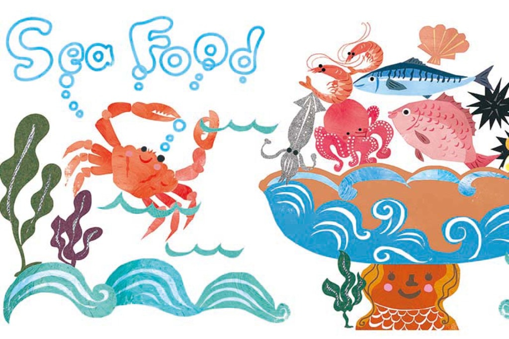 ポップでにぎやかな魚のイラストの壁紙