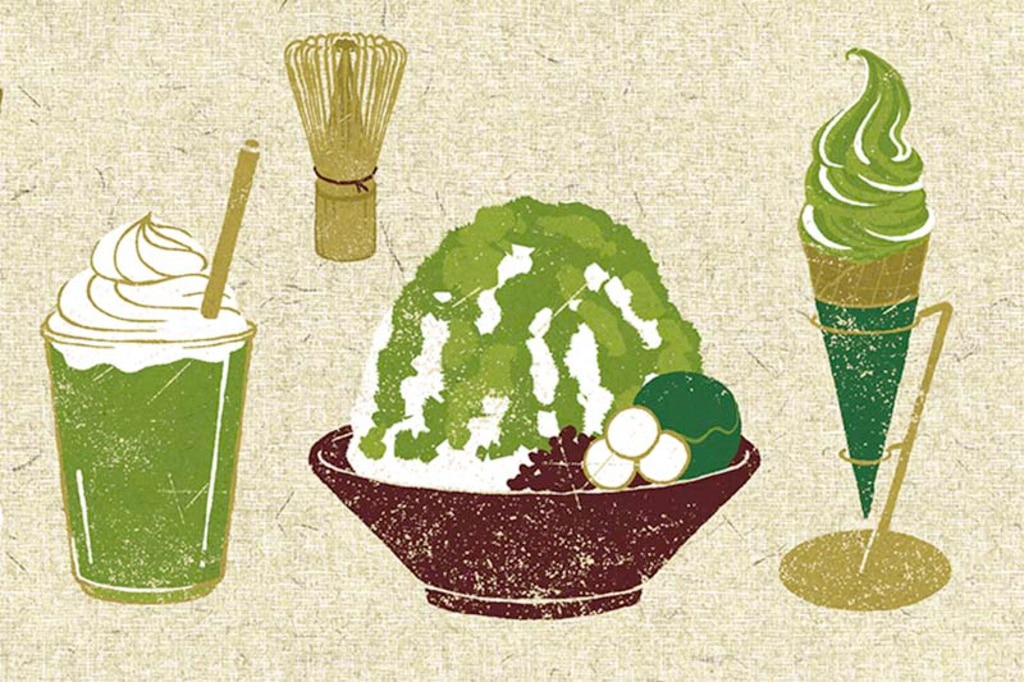 センスのいい抹茶の和スイーツのイラストの壁紙