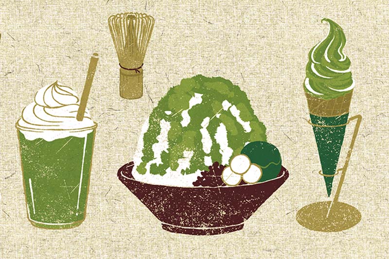 センスのいい抹茶の和スイーツのイラストの壁紙