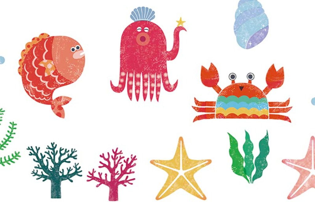 ポップでかわいい魚のイラストの壁紙