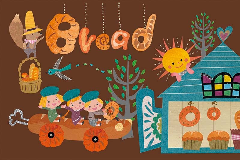 ポップでかわいいパンのイラストの壁紙