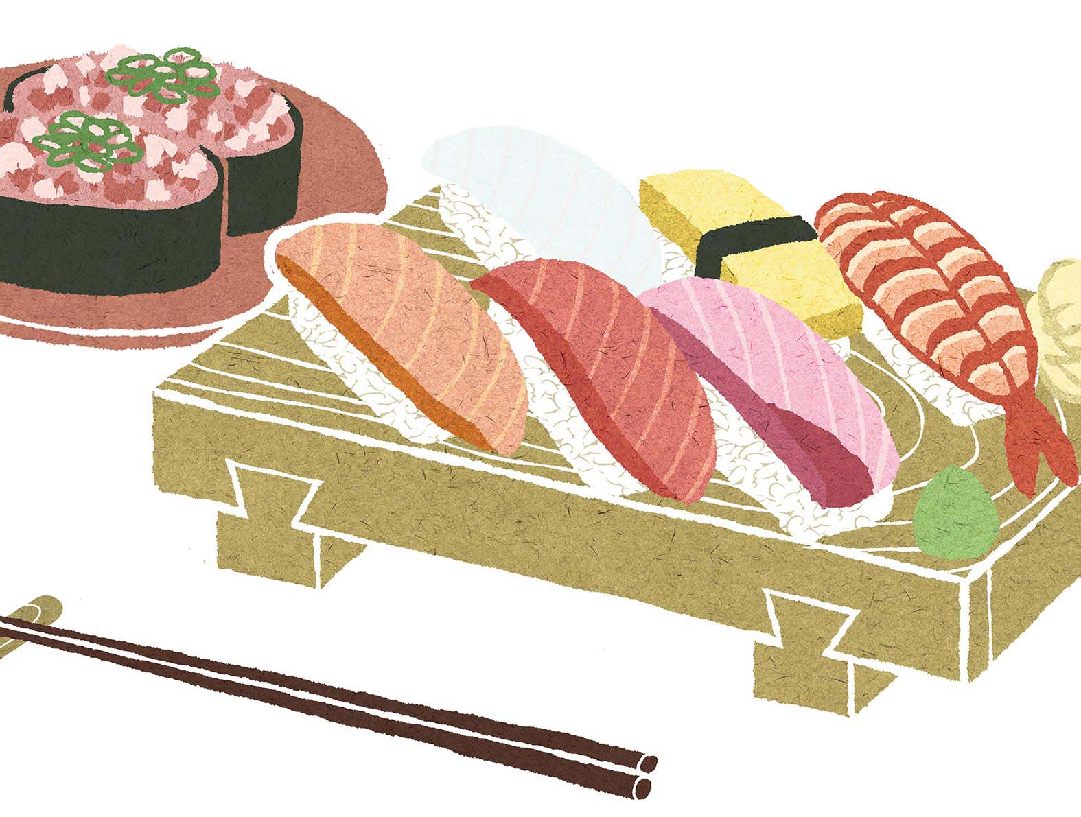 センスのいいお寿司のイラストの壁紙