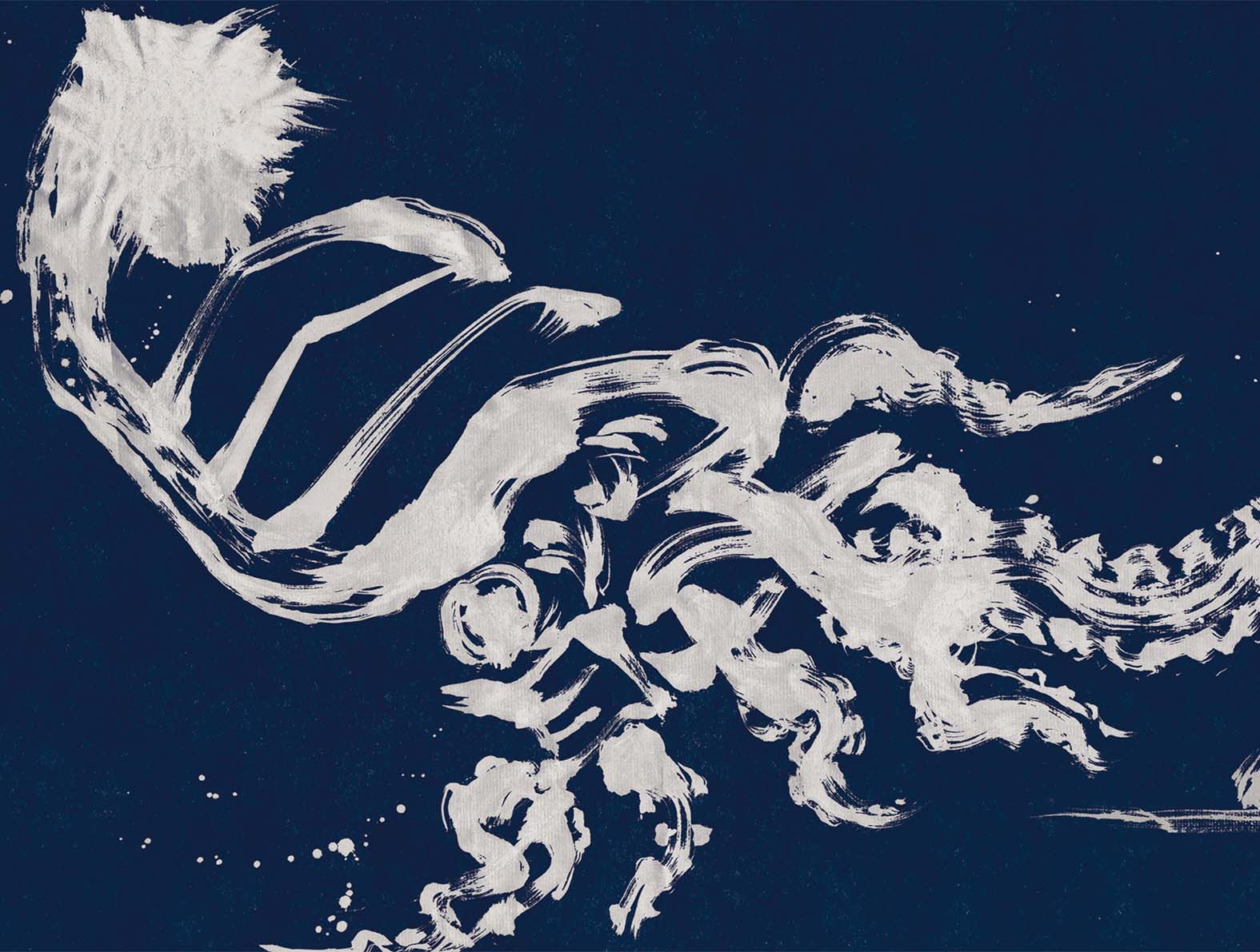 センスのいい水墨画のイカのイラストの壁紙
