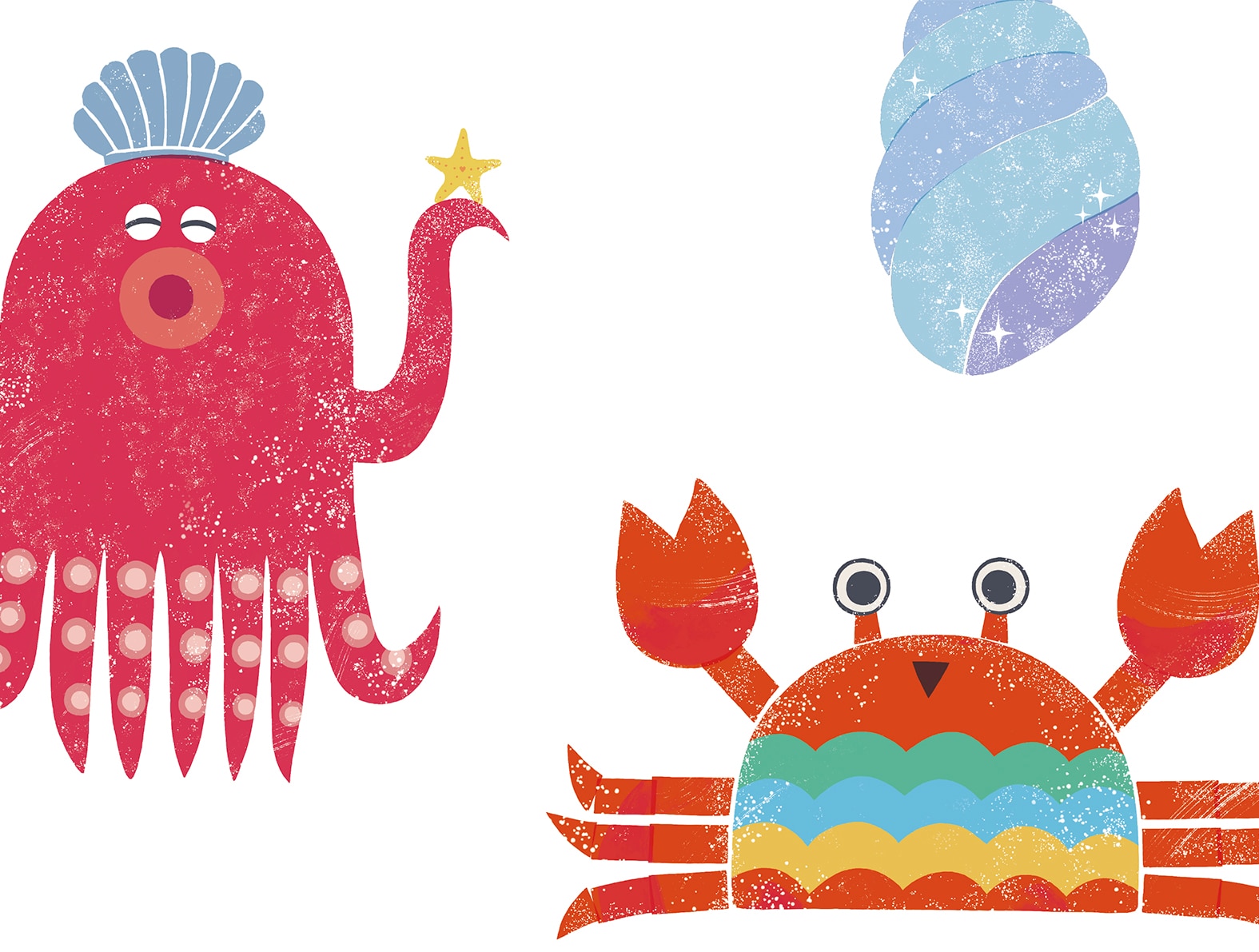 ポップでかわいい魚のイラストの壁紙