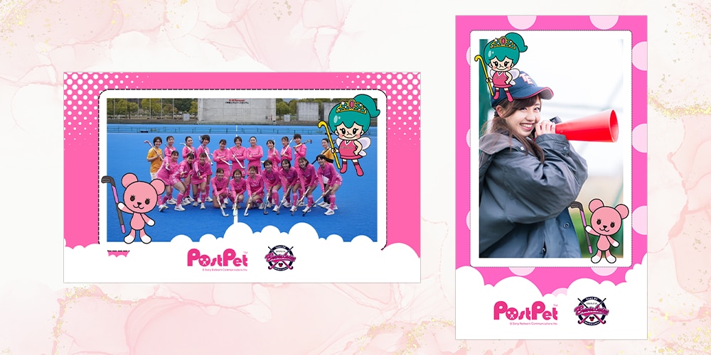 アララ、「PostPet」のキャラクター・モモを起用した 女子フィールドホッケーチーム「ソニーHC BRAVIA Ladies」応援ARフォトフレームを制作