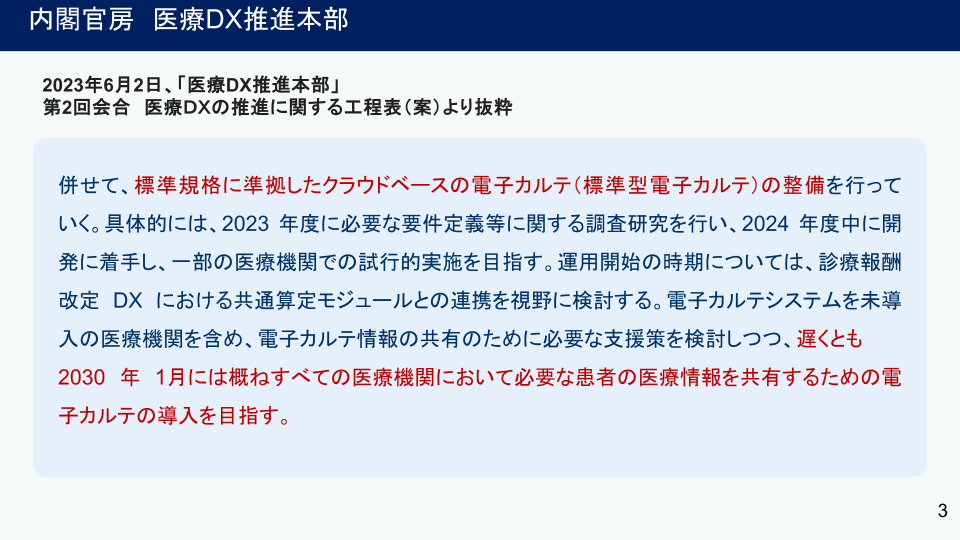 内閣官房医療DX推進本部の工程表より抜粋文章_セミナー資料