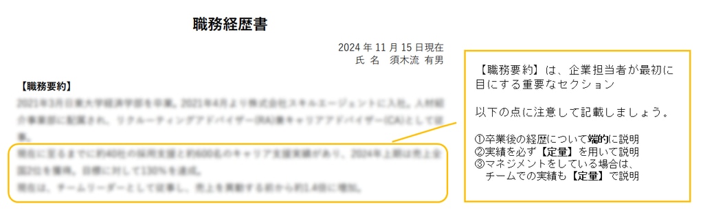 職歴書の解説（RACA①）