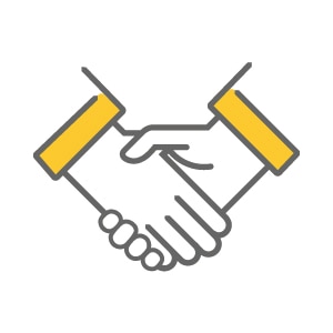 採用での内定をイメージした握手のアイコン