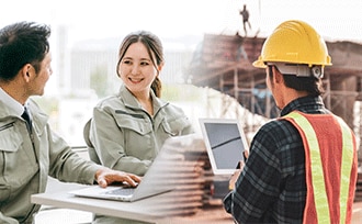 建設業様なら 現場と現場事務所と本社で 同時進行！協働を加速