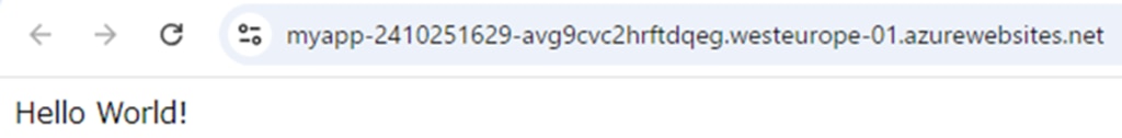 「Hello World!」と表示されている画面