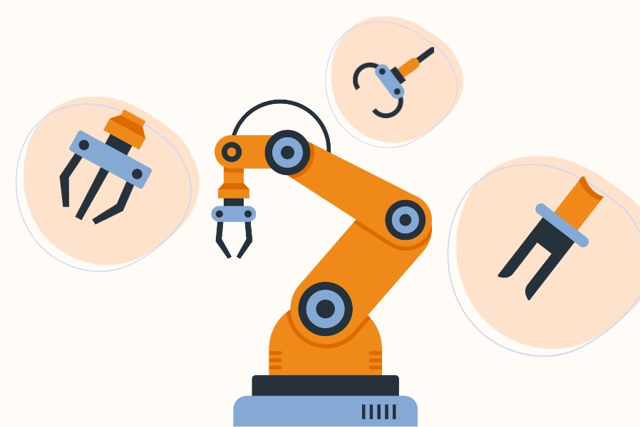 交換可能な先端ツールを備えた産業用ロボットアーム。用途に応じた柔軟な対応を実現用途に応じた柔軟な対応を行うには、SLS方式３Dプリンターによる製作が考えられる
