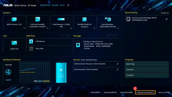 ASUS BIOS画面