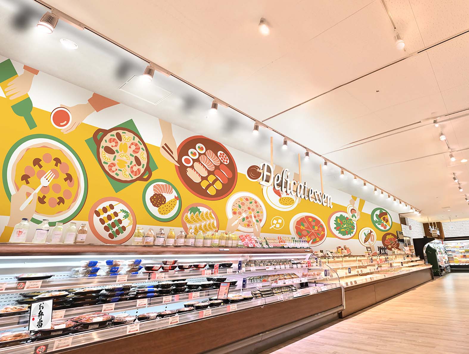 カラフルな食卓のイラストの壁紙