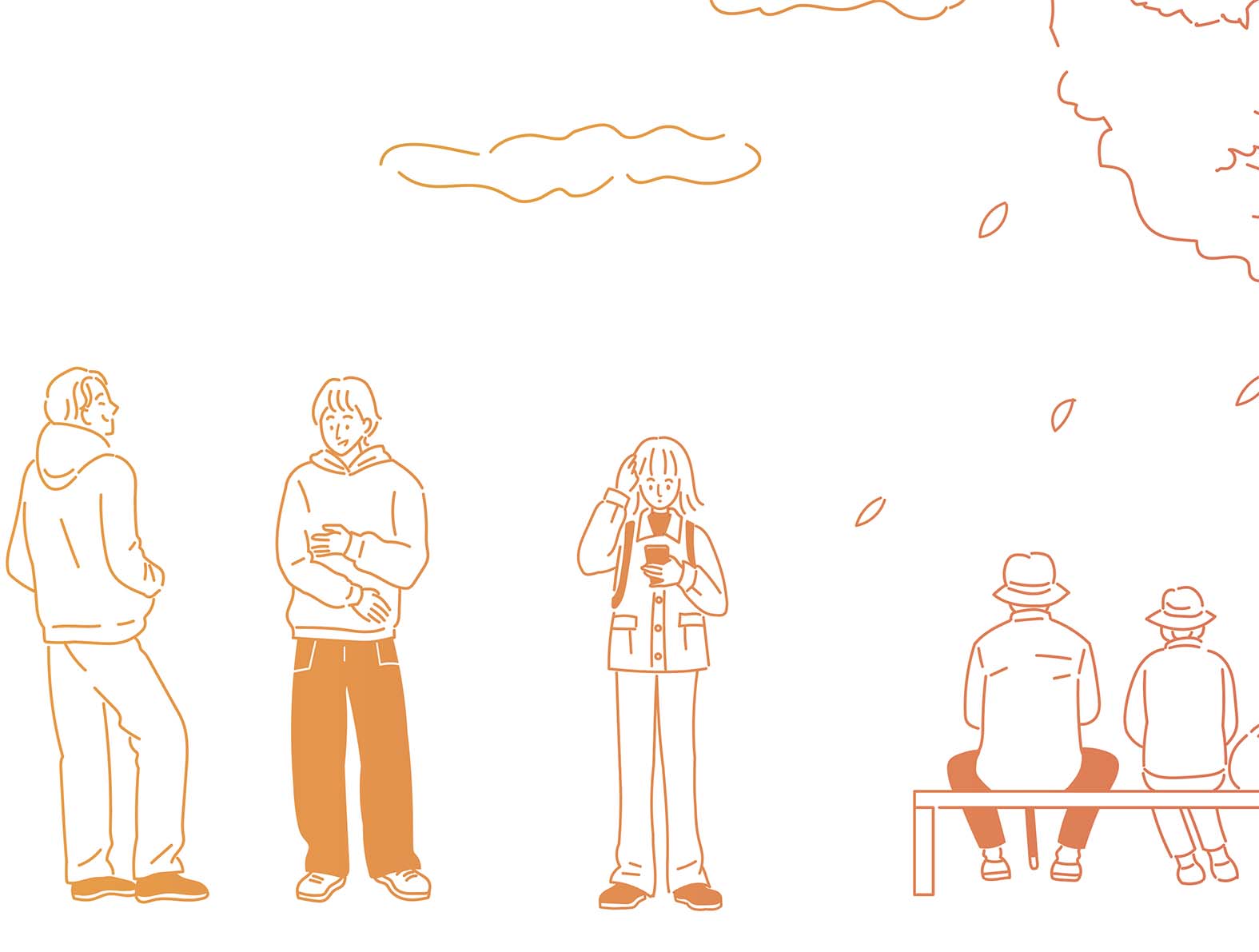 シンプルな線のおしゃれなカラフルイラスト