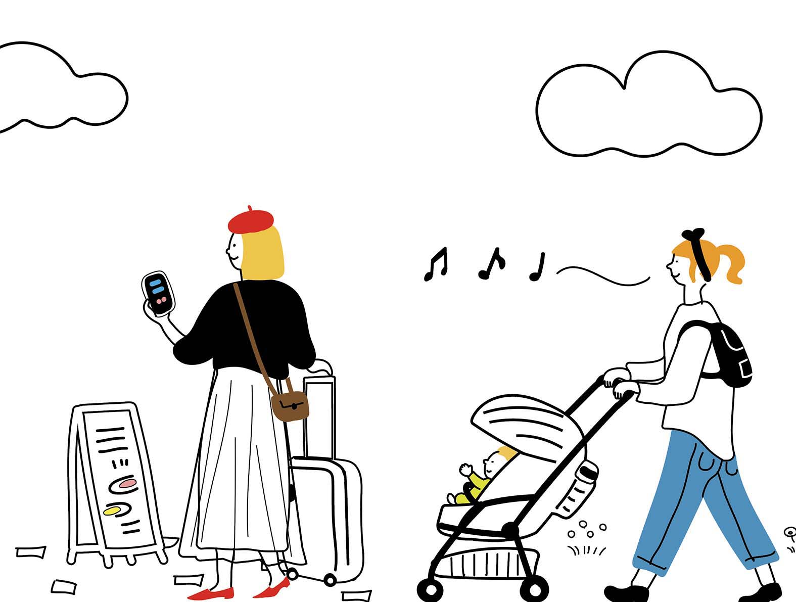 シンプルな線のおしゃれなカラフルイラスト