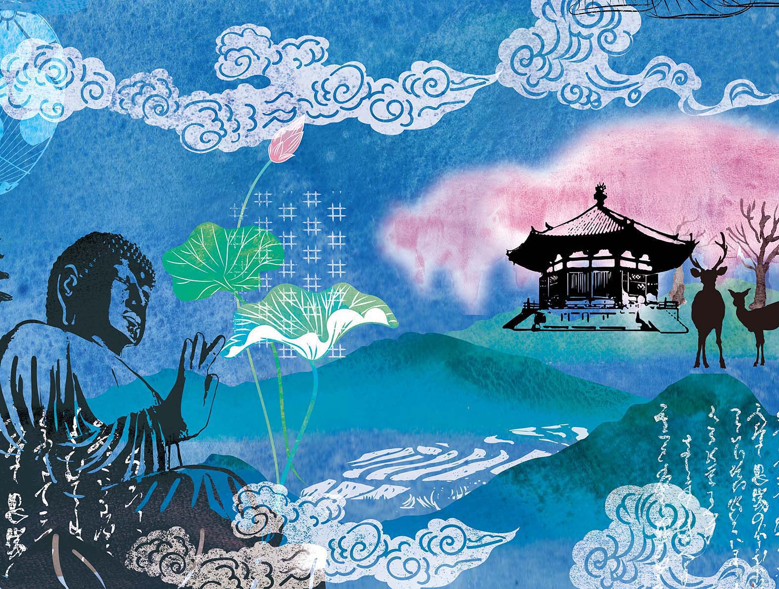 仏像や神社の奈良のイラスト