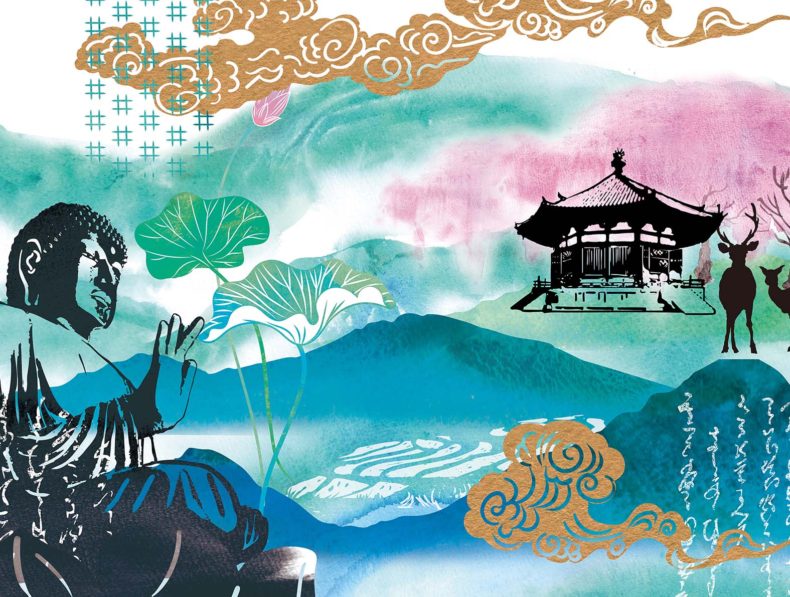 仏像や神社の奈良のイラスト