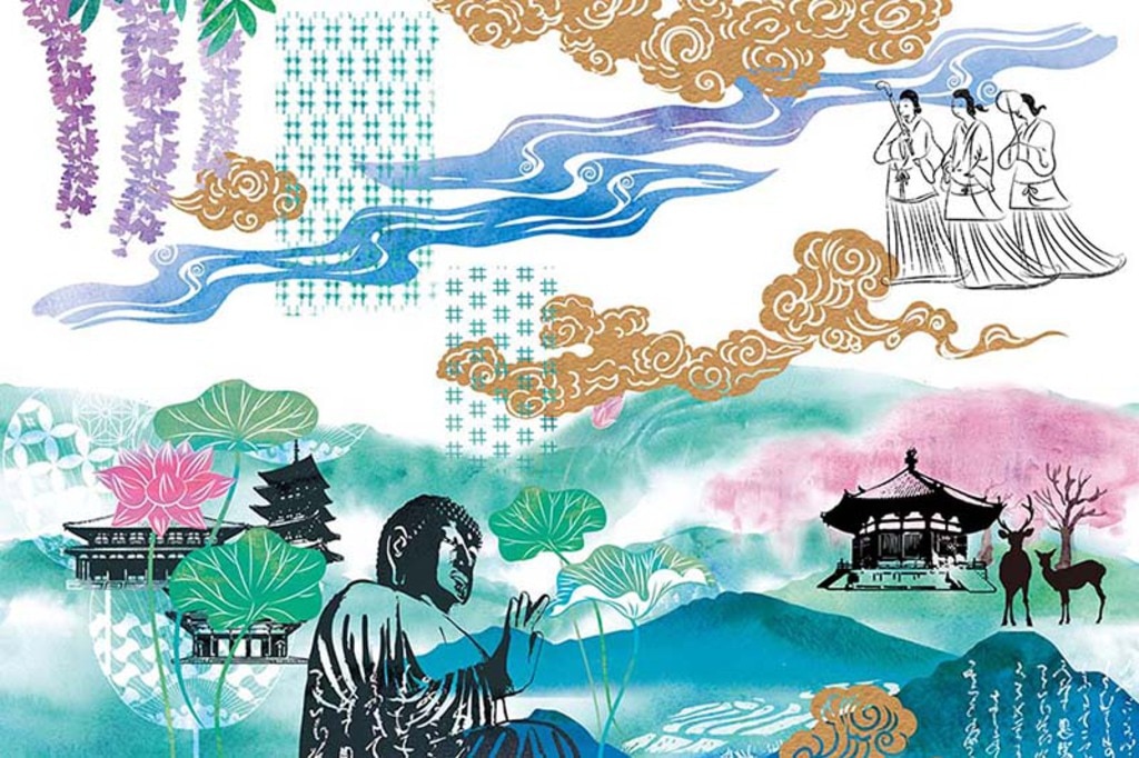 仏像や神社の奈良のイラスト