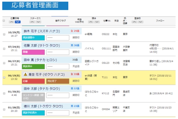RPMの応募者一元管理機能