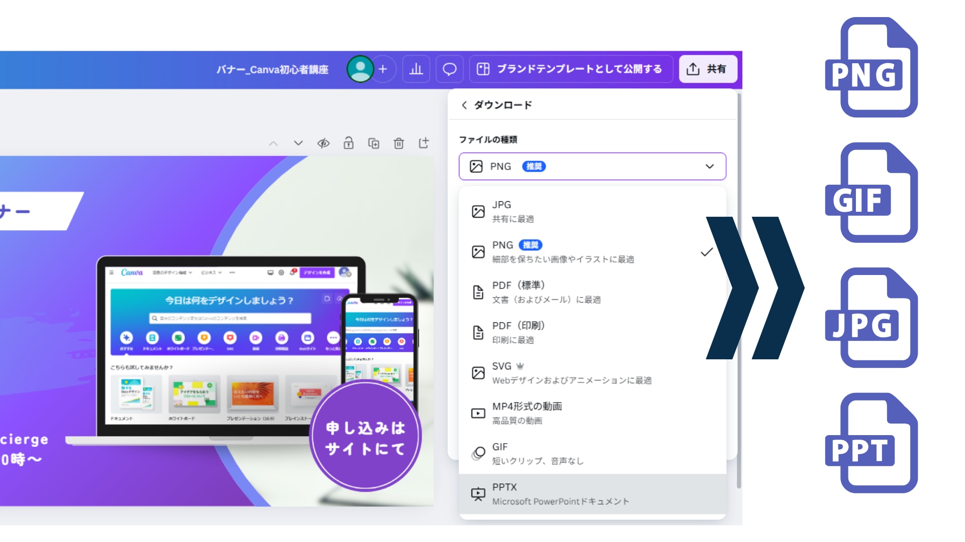 多様な形式な出力ができることを説明しているイメージ画像