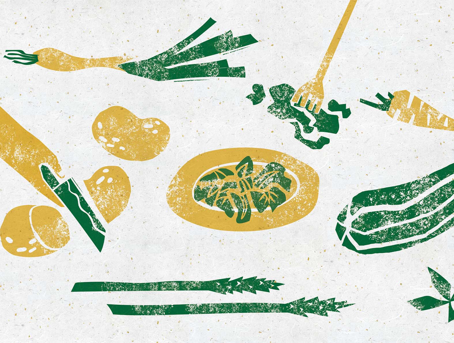 版画風おしゃれな野菜のイラスト