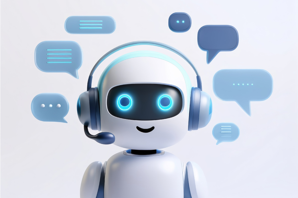 ロボットがオペレーターとして会話をしている写真