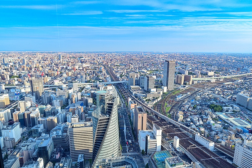 名古屋の上空からの風景写真