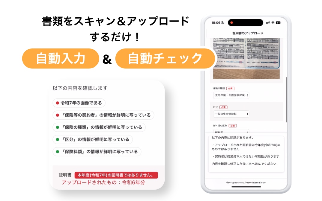 ぺーパーレスとAIで年末調整を効率化するイメージ図
