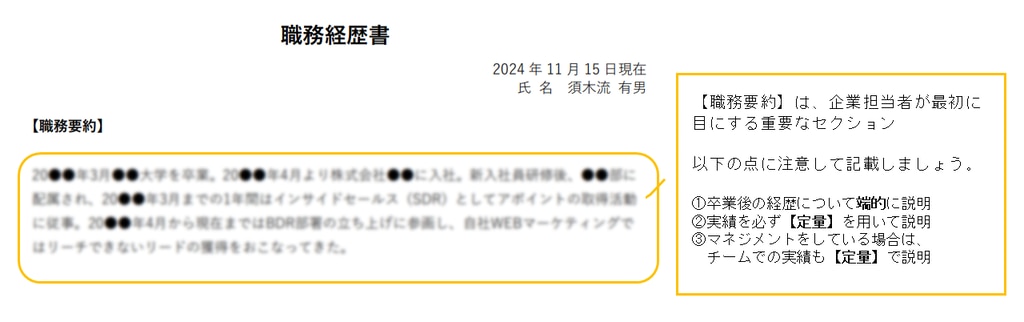 職歴書の解説（インサイドセールス）①