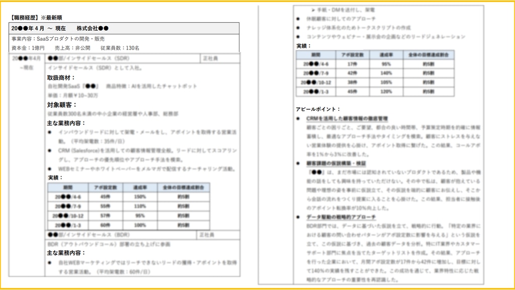	職歴書の解説（インサイドセールス）②