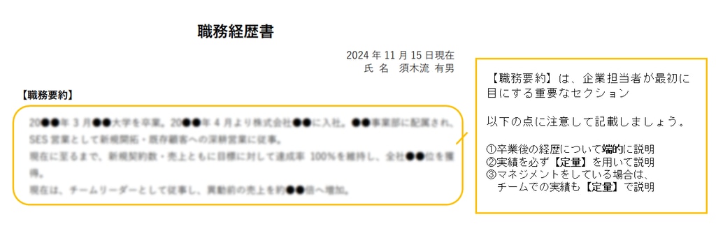 職歴書の解説（SES営業）①