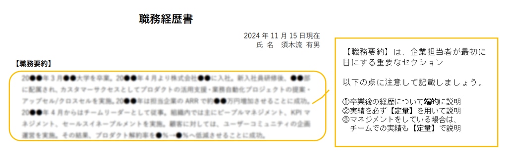 職歴書の解説（カスタマーサクセス）①