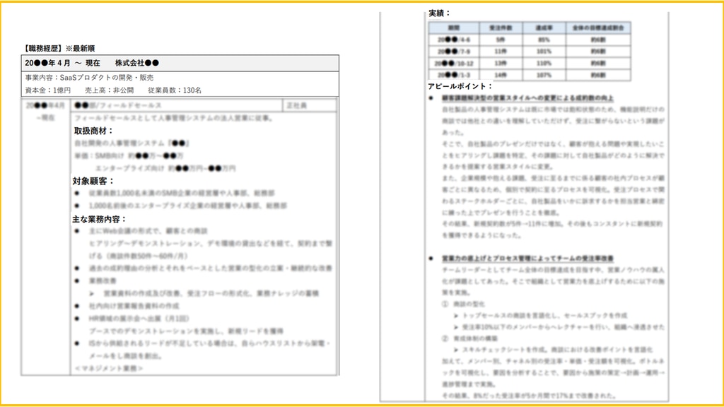 	職歴書の解説（フィールドセールス）②