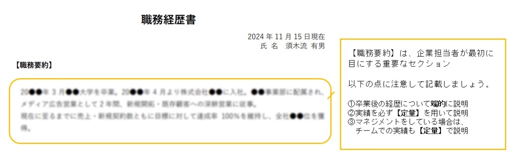 	職歴書の解説（ネット広告代理店）①