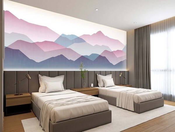 抽象的な山並みのイラスト壁紙