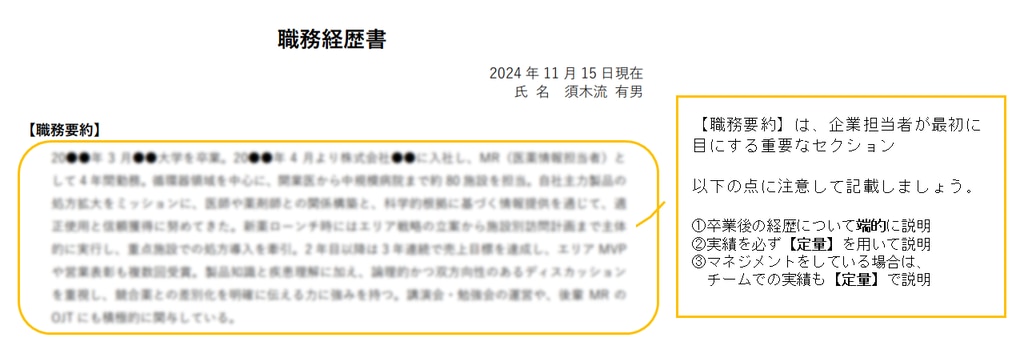 職歴書の解説（MR）①