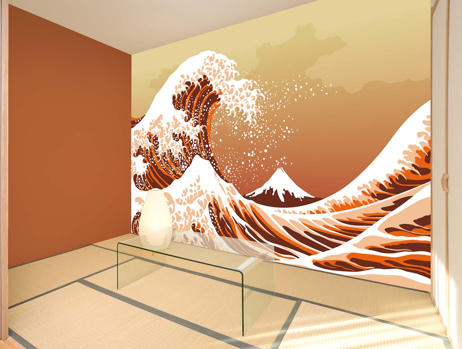 浮世絵の富士山のグラフィック、和柄壁紙