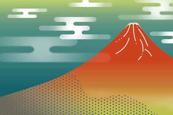 浮世絵の富士山のグラフィック、和柄壁紙