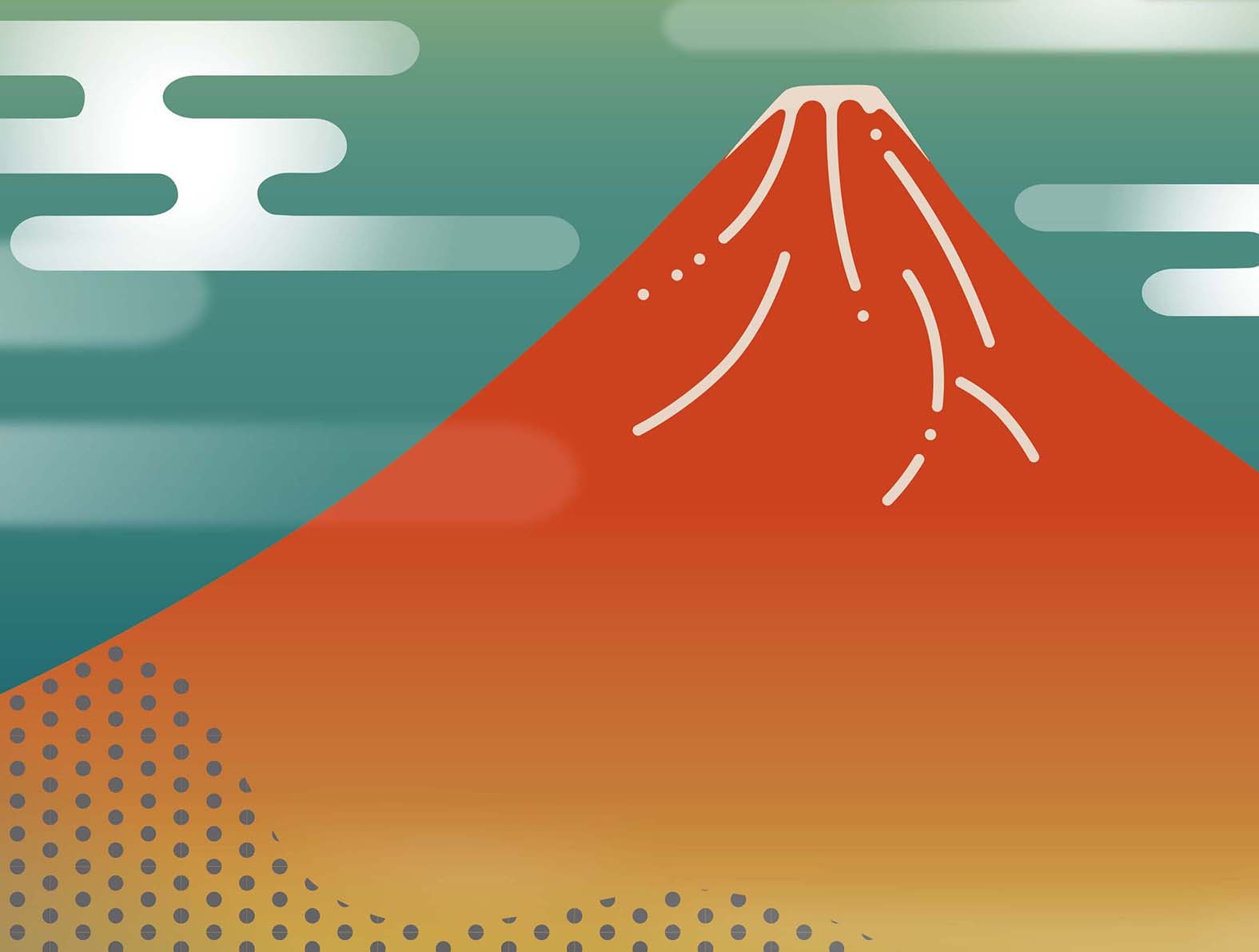 浮世絵の富士山のグラフィック、和柄壁紙
